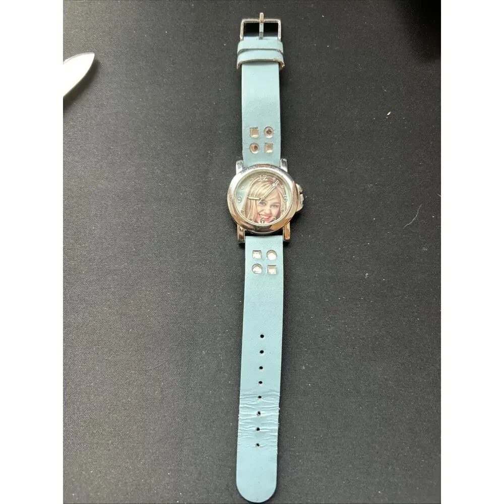 Disney Hannah Montana Silver Tone Blue Band Kids Watch